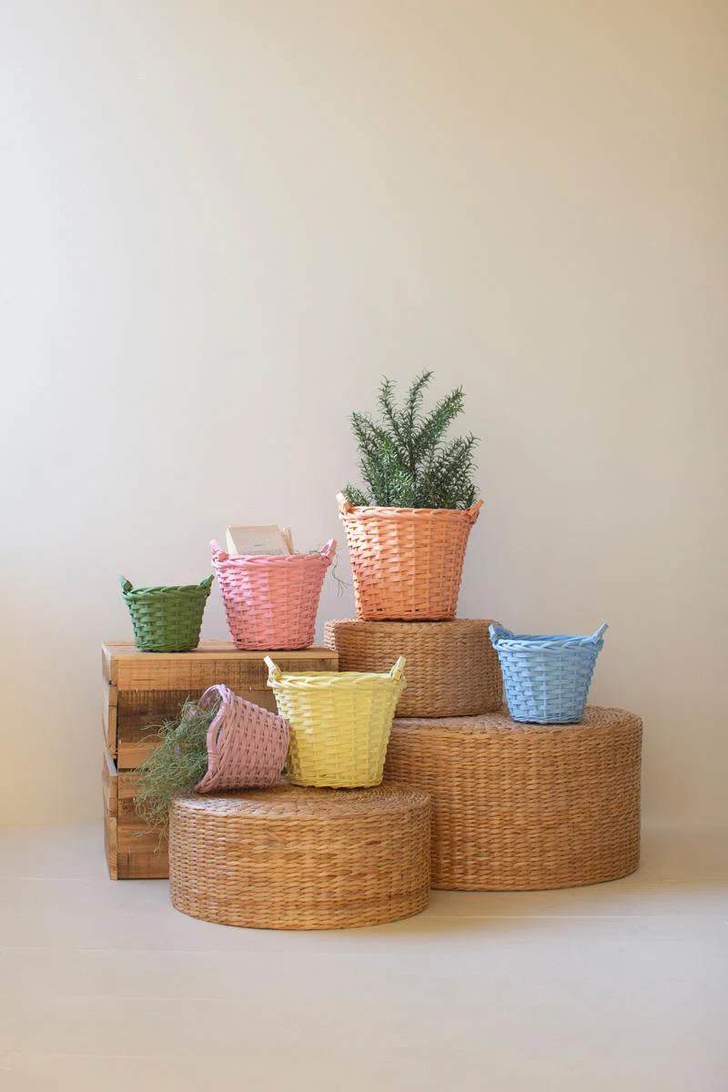 SET OF 6 MULTI-COLOR WILLOW EASTER BASKETS WITH HANDLES (Set of 6) | Wayfair North America