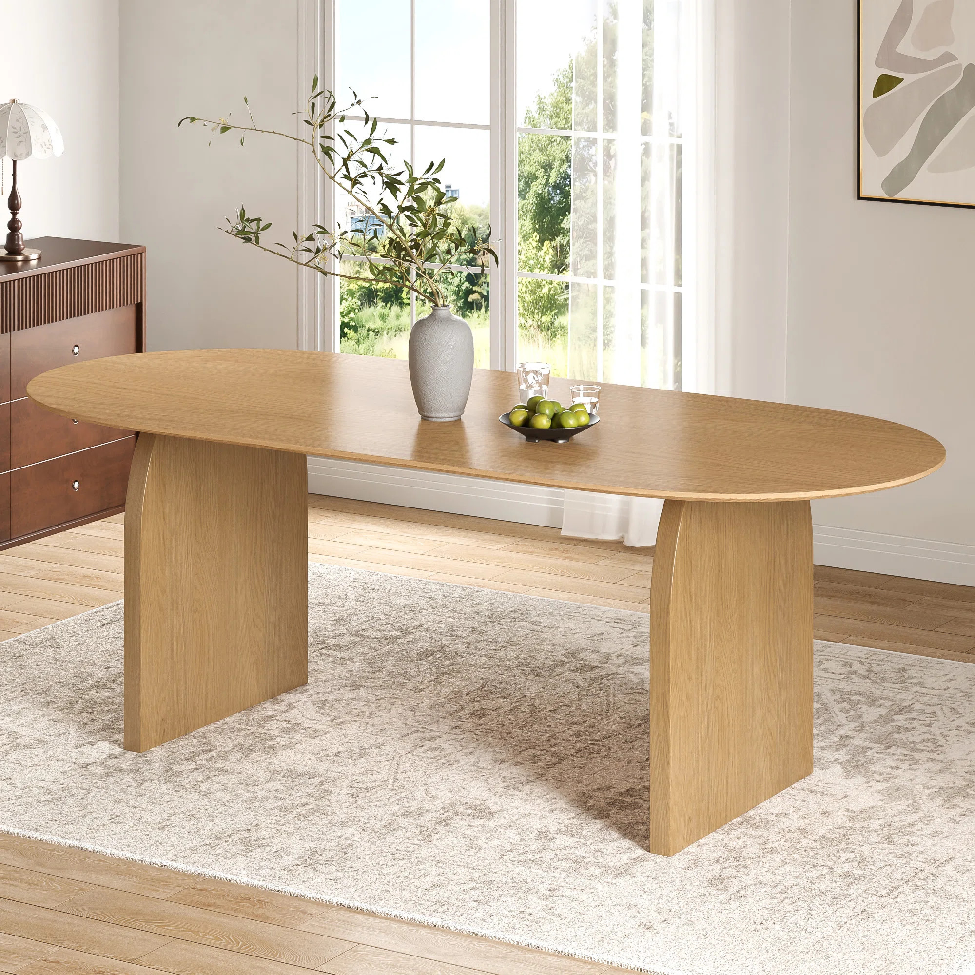 Oval Wood Dining Table Double Pedestal Kitchen Table | Wayfair North America
