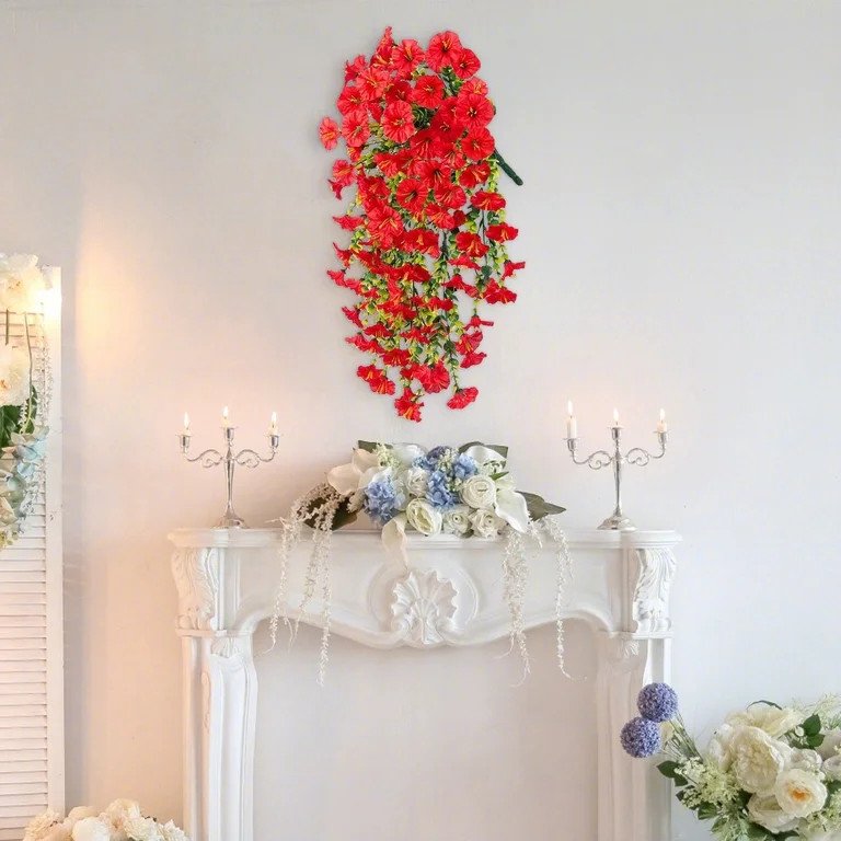 Artificial Hanging Fake Flowers for Outdoor Decoration, Faux Silk Flower UV Resistant Morning Glo... | Walmart (US)