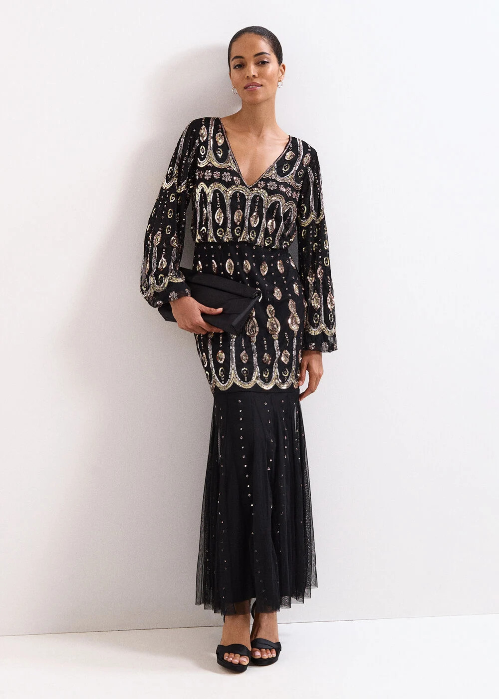 Sasha Black Embellished Maxi Dress | Phase Eight UK | | Phase Eight