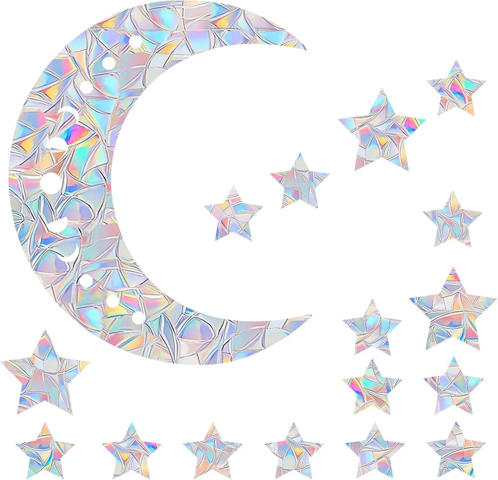 36 Stars and 1 Big Moon Window Clings - Anti-Collision Window Decals to Save Birds from Window Co... | Amazon (US)