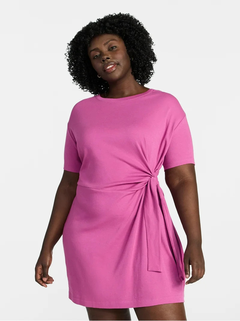 Terra & Sky Women’s Plus Front Twist Dress with Short Sleeve, Size 0X-5X | Walmart (US)