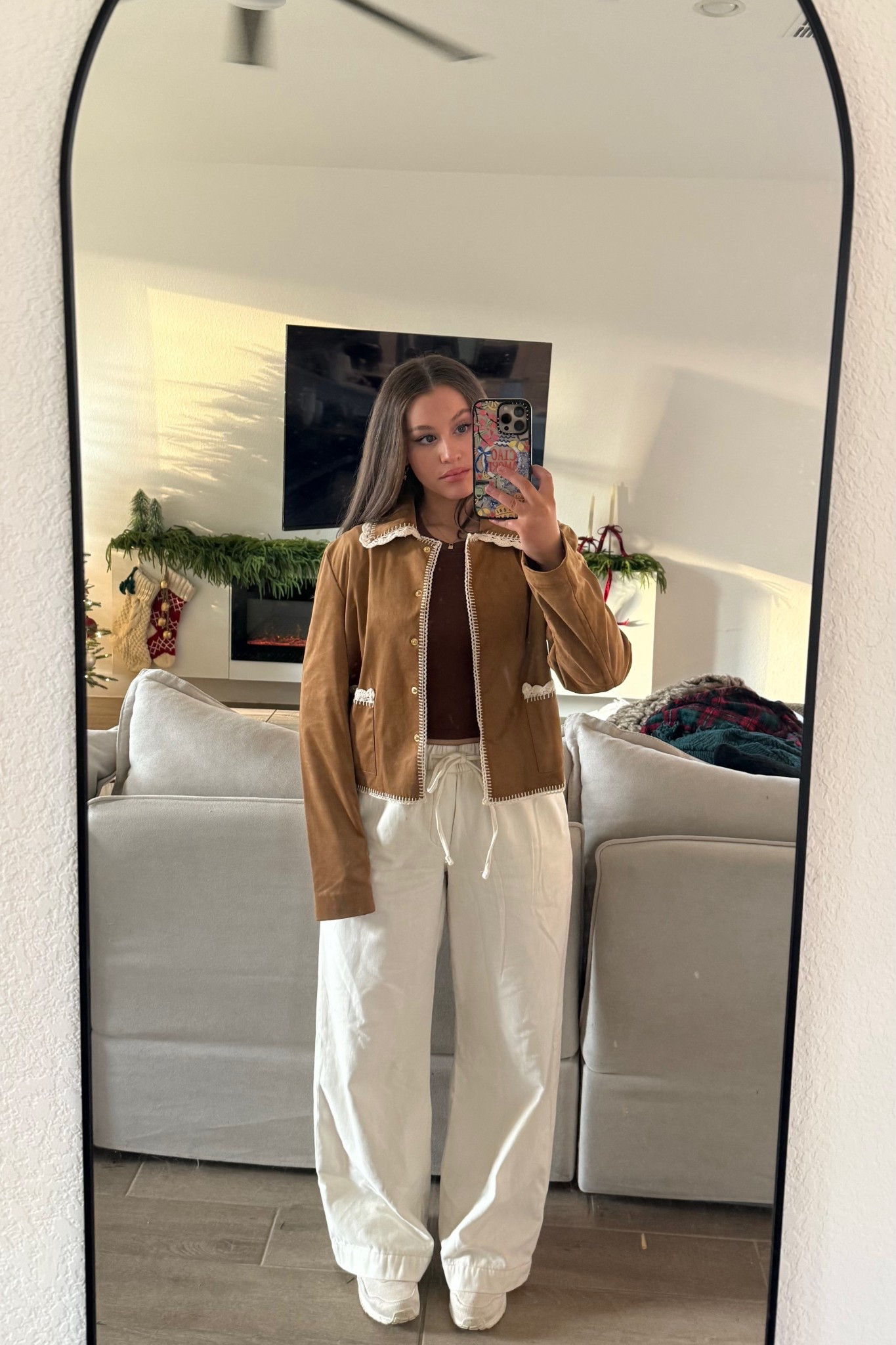 wearing a S in the pants, XS in the tee, and M in the jacket🤍 i’m 5’2” and 140 lbs for ref<3