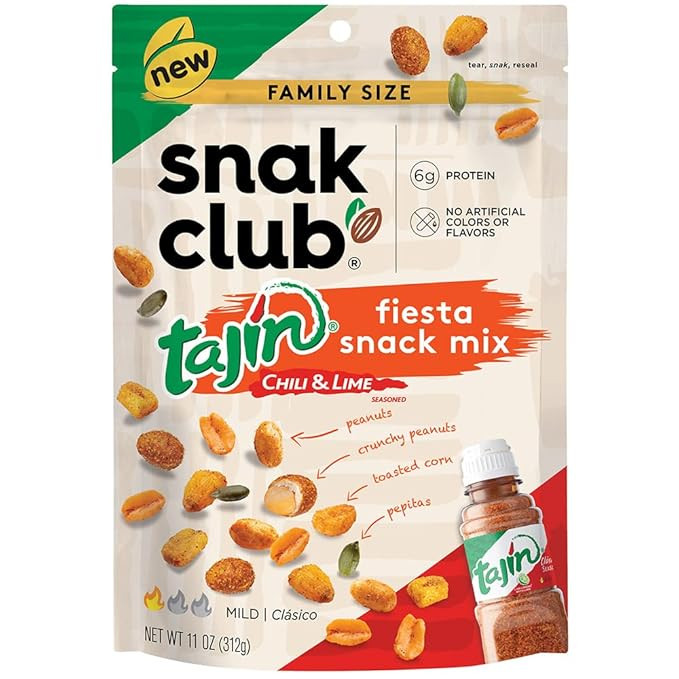 Snak Club Tajin Fiesta Snack Mix, Chili & Lime Flavored Peanuts, Pepitas & Corn, Crunchy Snacks, ... | Amazon (US)