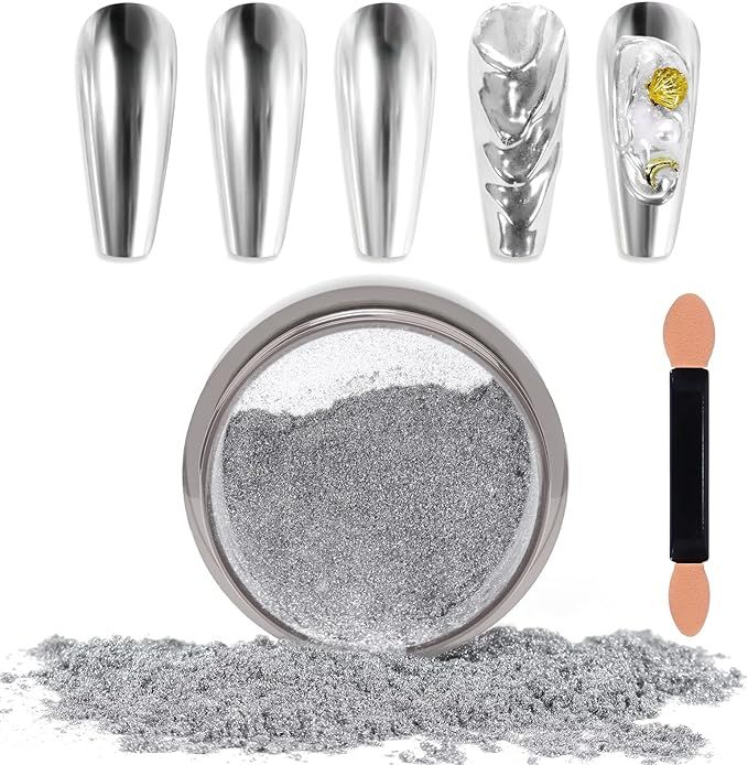 Laza Chrome Nail Powder Mirror Effect Metallic Dust Holographic Glitter Glazed Manicure Decoratio... | Amazon (CA)