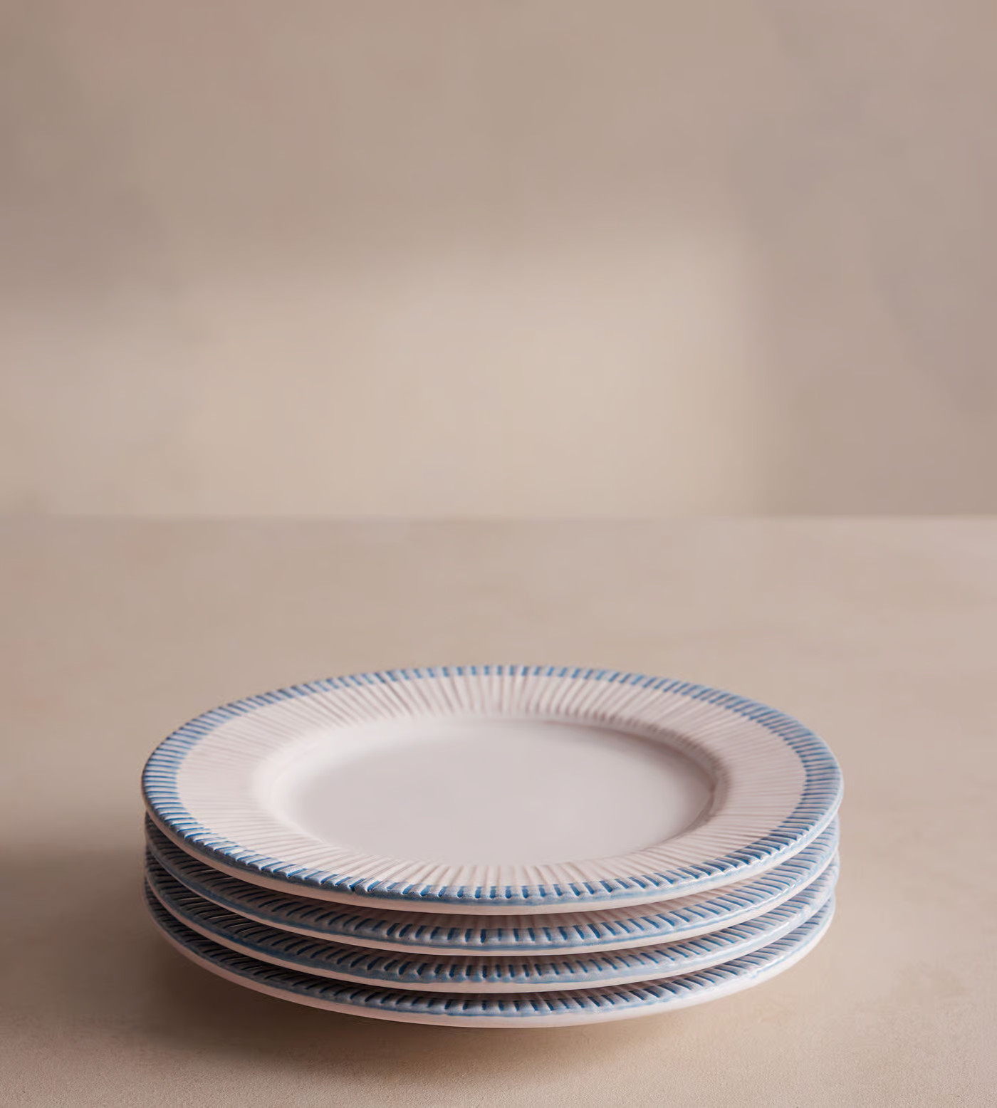 Claudine Side Plate (Set of 4) | Tuscan Stoneware | White & Blue  - Soho Home | Soho Home Ltd