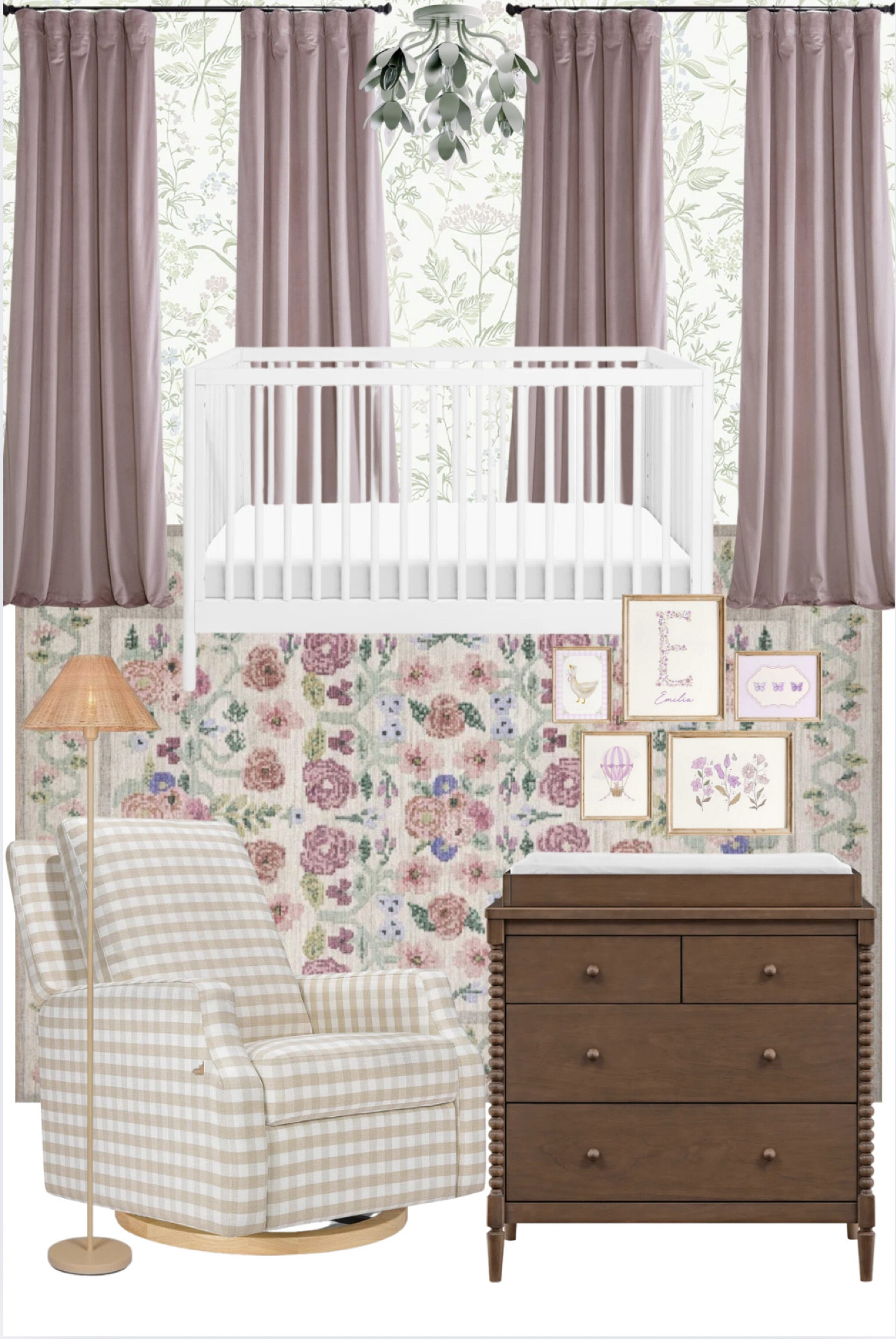 I rarely use purple in my designs but love how this one turned out! I think I like it better with the gold crib..?

Girl nursery, purple nursery, nursery for girl, nursery decor, nursery furniture, nursery rug, nursery chair, nursery curtains, nursery dresser, baby girl nursery, nursery girl, girl nursery decor, nursery rug girl 

#LTKHome #LTKSaleAlert #LTKBaby