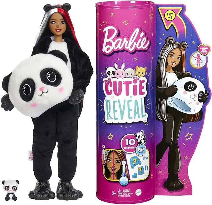 Barbie Cutie Reveal Doll with Panda Plush Costume & 10 Surprises Including Mini Pet & Color Chang... | Amazon (US)