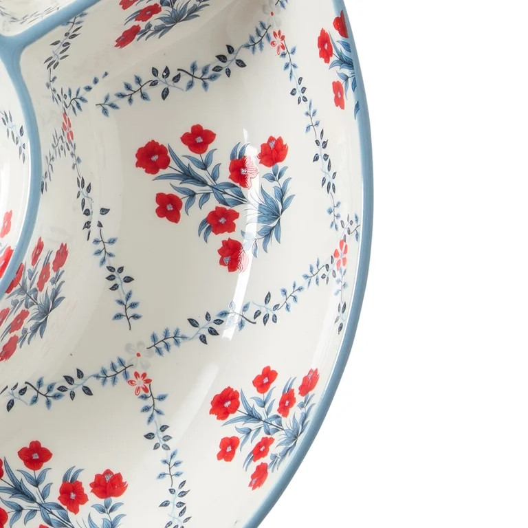 Floral Ceramic Chip and Dip Tray, Red/White/Blue, by My Texas House | Walmart (US)