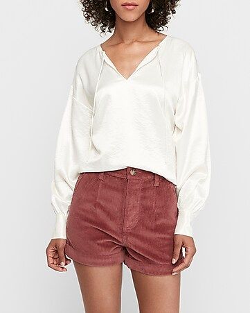 Super High Waisted Corduroy Trouser Shorts | Express