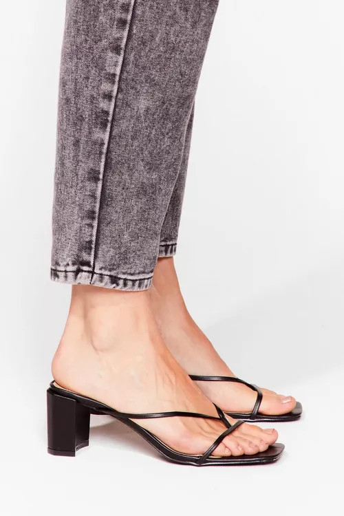 Faux Leather Strappy Block Heel Sandals | Nasty Gal (US)