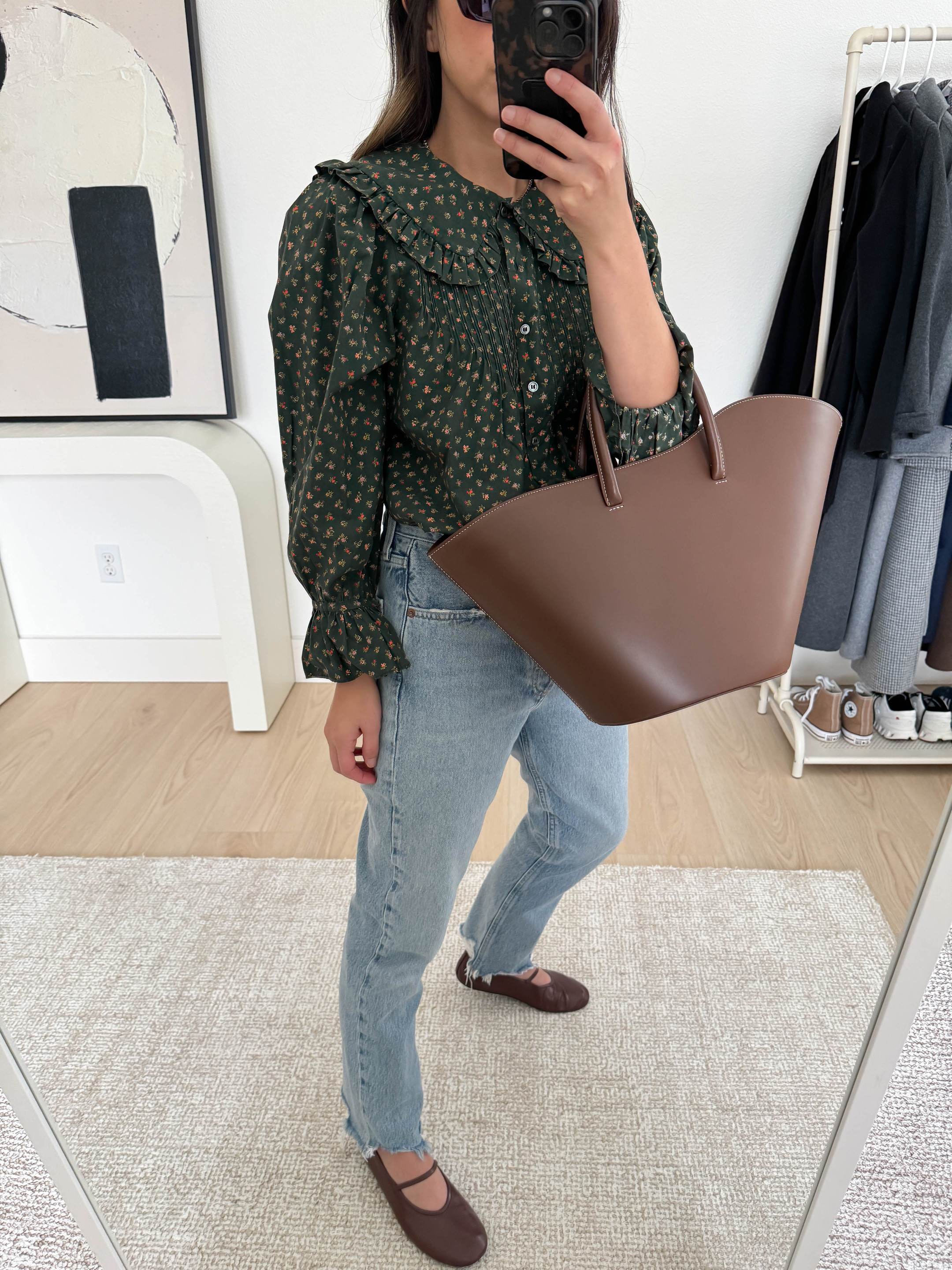 Thanksgiving outfit ideas. Fall outfit ideas. Doen floral top is old, but linked similar.

Doen top xs
AGOLDE jeans 25. Exact wash is old, but these are the Riley style. 
Jeffrey Campbell flats 5
Little Liffner tote
Celine sunglasses

#LTKShoeCrush #LTKHoliday #LTKSeasonal