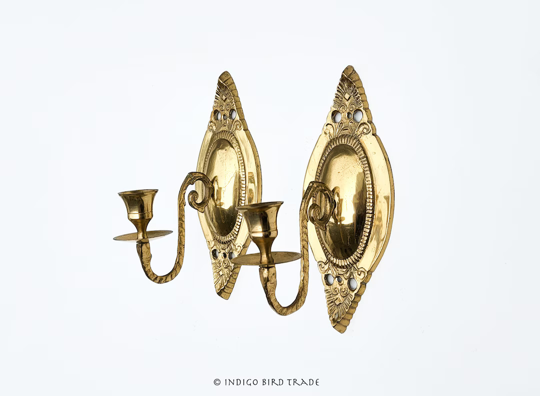 Pair of Vintage Brass Sconces French Style Antique Ornate - Etsy | Etsy (US)