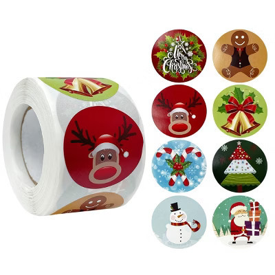 Wrapables Christmas Stickers Label Roll, Holiday Stickers for Sealing Cards, Envelopes, Gift Boxes, Festive Party Favors (500 pcs), Festive | Target