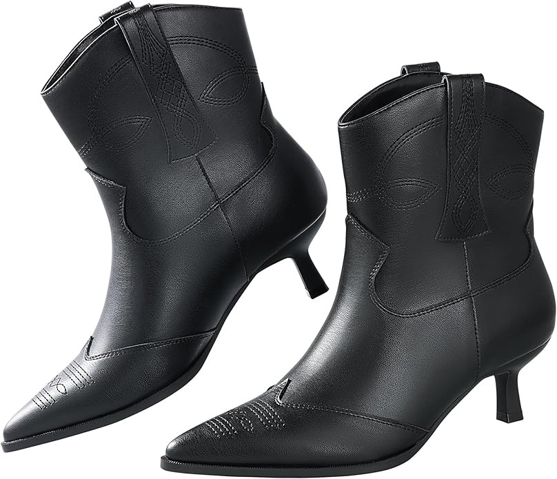 Kitten Heel Ankle Boots for Women Cowgirl Boots Womens Cowboy Booties Pointed Toe Dress Western S... | Amazon (US)