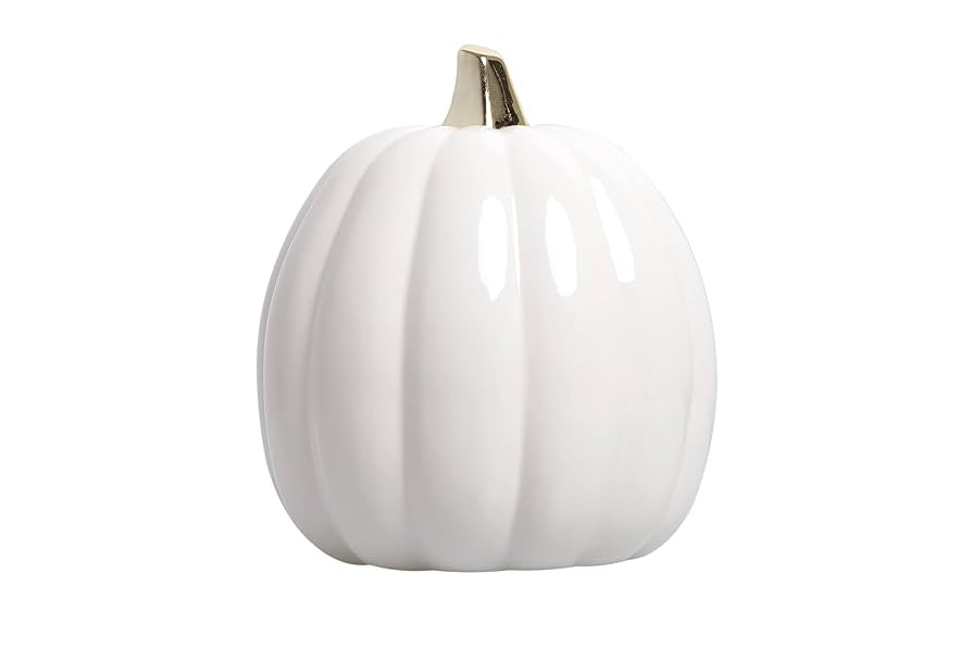 Pearhead White Ceramic Pumpkin with Gold Stem – Elegant Fall Harvest Décor, Modern Autumn Tabl... | Amazon (US)