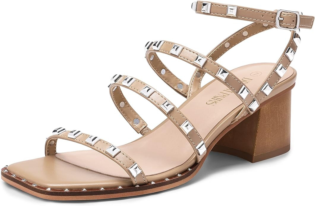 DREAM PAIRS Clear Studded Rhinestone Heels for Women Sexy Chunky Block Square Toe Heels Wedding S... | Amazon (US)