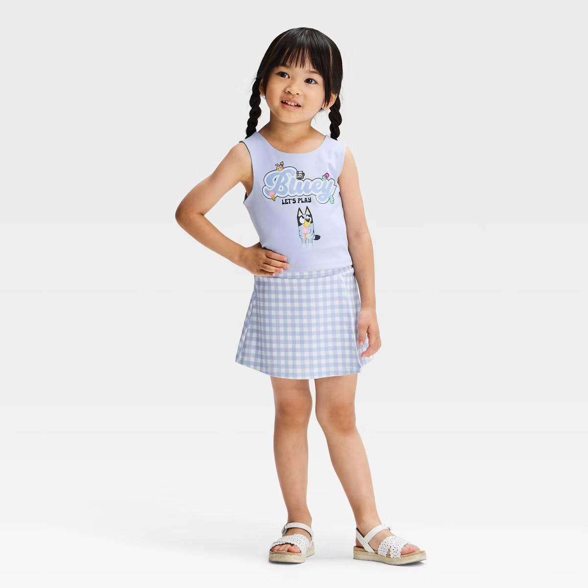 Toddler Girls' 2pc Bluey Athletic Tank and Skort Set - Blue 3T | Target