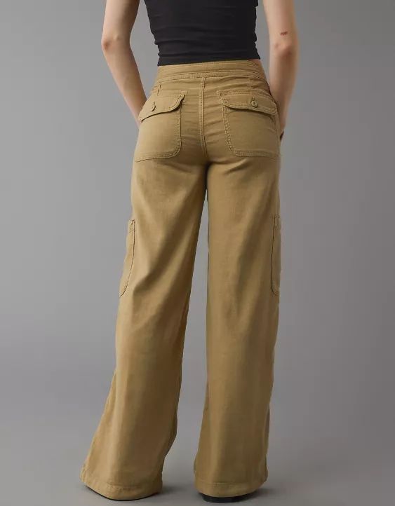 AE Dreamy Drape Linen-Blend Baggy Wide-Leg Cargo Pant | American Eagle Outfitters (US & CA)