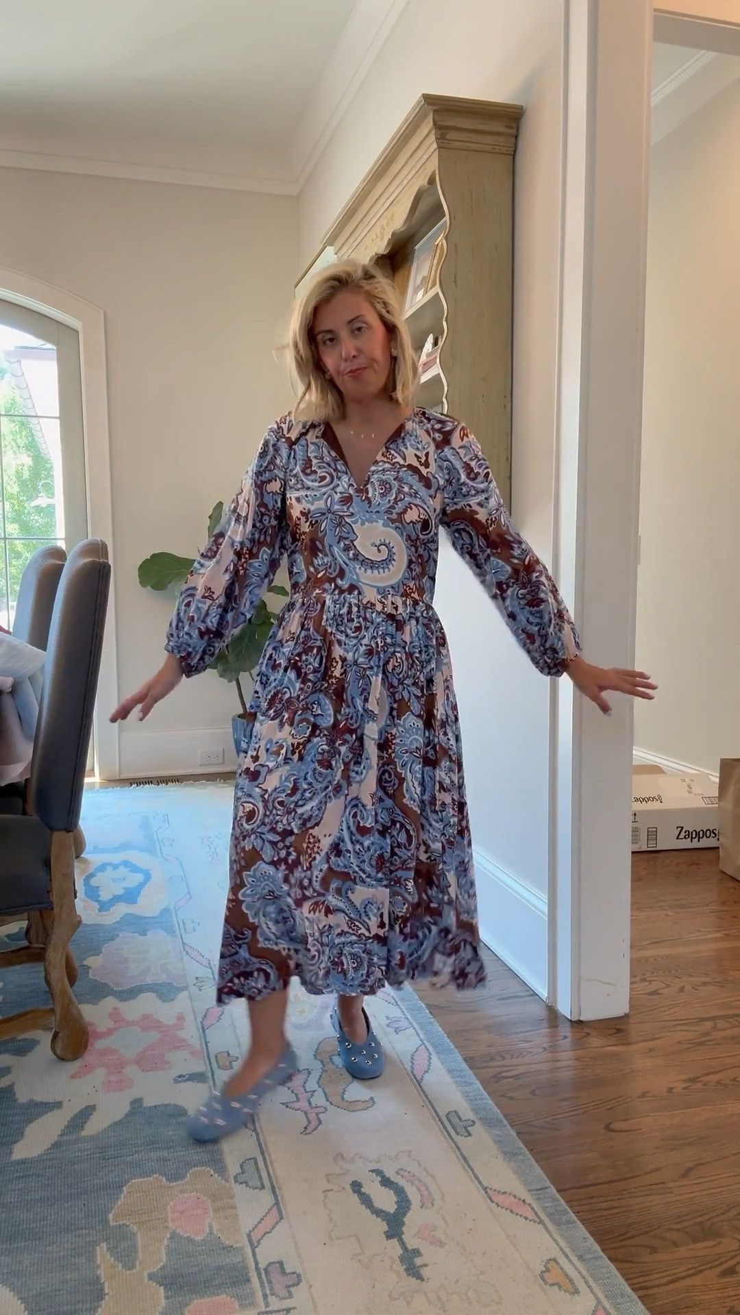 Anything chocolate & blue will always be a yes! Love this throw on and go dress. 
Dress - small 
Flats - 7.5 (sized 1/2 down)

#LTKSeasonal #LTKstorytime #LTKmomlife