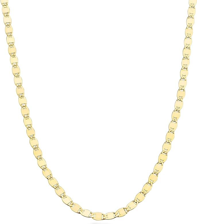 Miabella 18K Gold Over 925 Sterling Silver Italian Sparkle Mirror Link Chain Necklace for Women T... | Amazon (US)