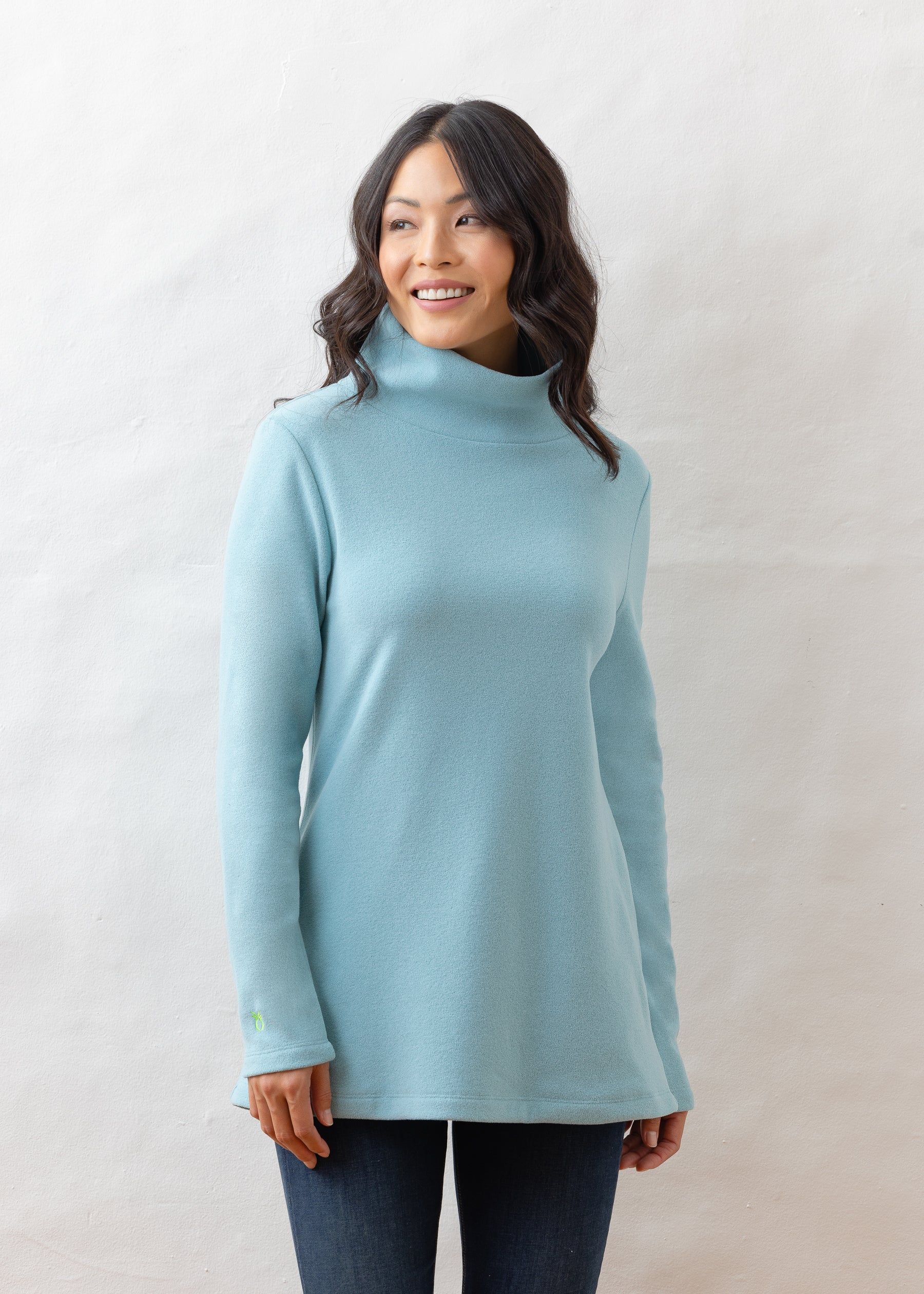 Cobble Hill Turtleneck in Terry Fleece (Nantucket Fog) | Dudley Stephens