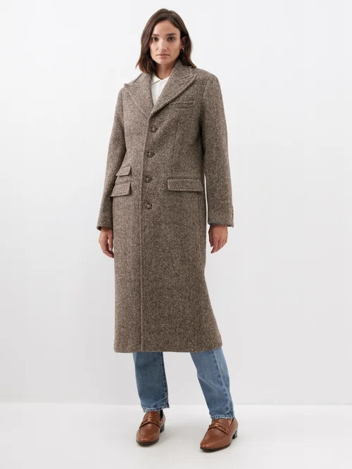 Polo Ralph Lauren - Oversized Herringbone Wool Single-breasted Coat - Womens - Brown Cream | Matches (UK)