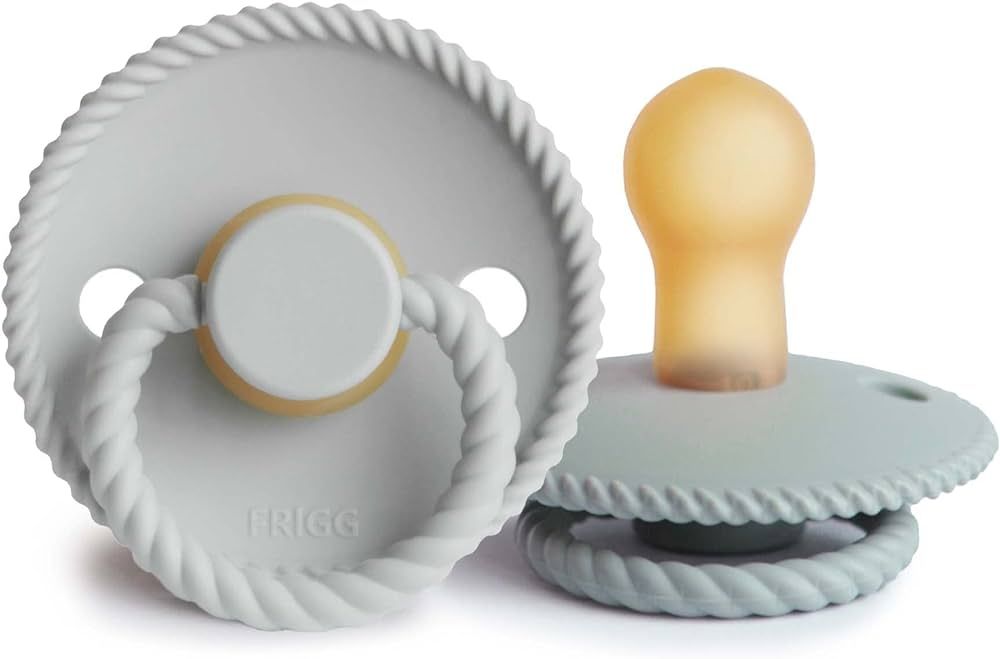 FRIGG Rope Natural Rubber Baby Pacifier | Made in Denmark | BPA-Free (Silver Gray/French Gray, 0-... | Amazon (US)