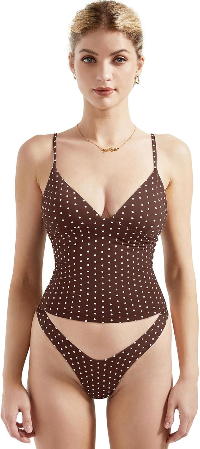 SUUKSESS Women Sexy Deep V Neck Sleeveless Fitted Basic Tops Y2K Tank Top Cami | Amazon (US)