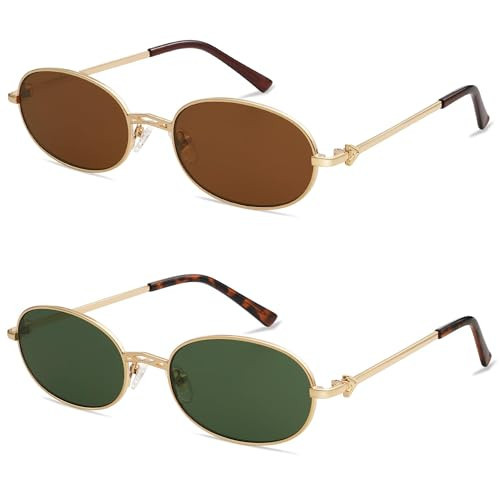 Appassal Retro Oval Sunglasses for Women Men Trendy Designer 90s Sun Glasses Classic Shades AP3662 Gold/Brown&Gold/Green | Amazon (US)