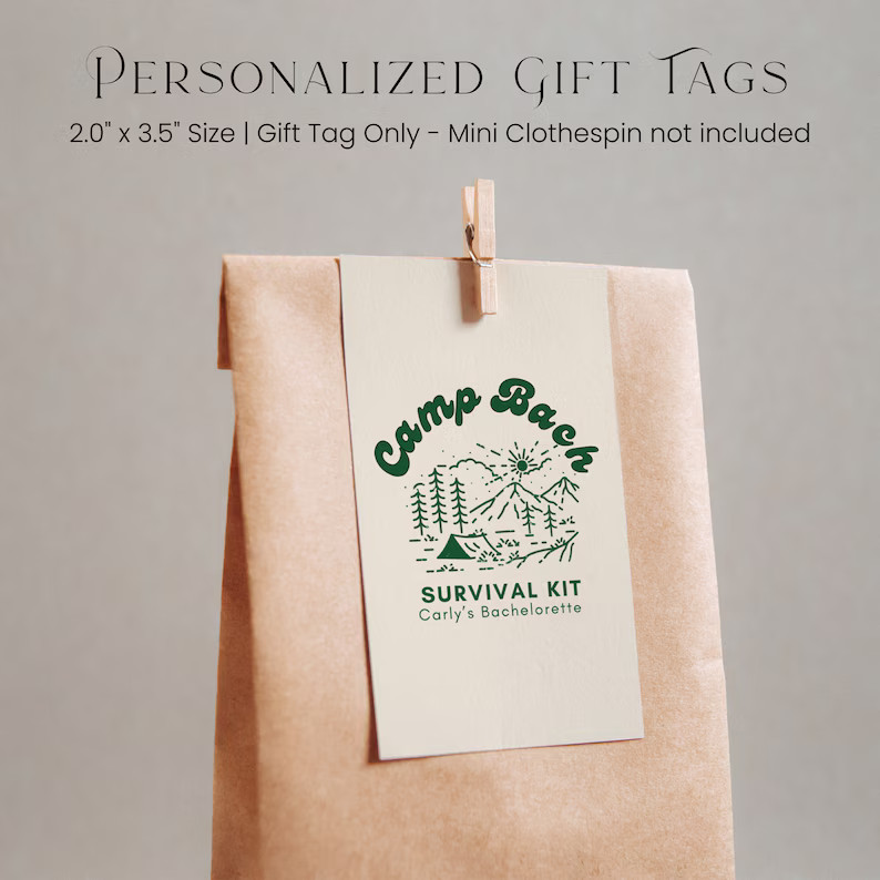 Camp Bachelorette Gift Tags Camp Bach Favors Weekend in the Woods Bachelorette Camp Bach Survival... | Etsy (US)