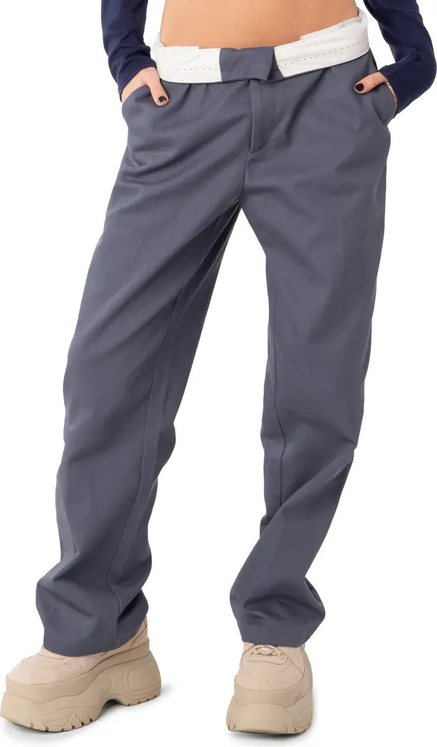 EDIKTED Folded Waist Wide Leg Chinos | Nordstrom | Nordstrom