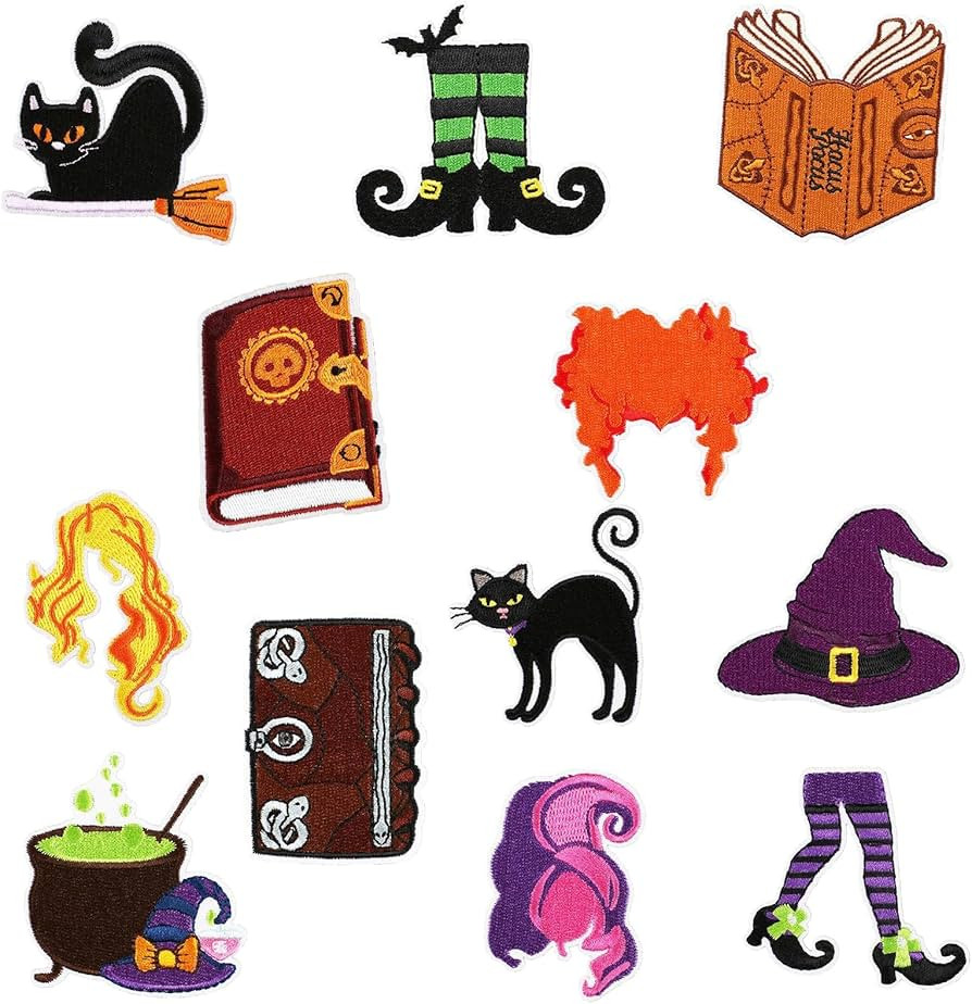 16PCS Cute Halloween Iron on Patches, Halloween Witch Heat Transfer Iron Patches, Cat Animals Sew... | Amazon (US)