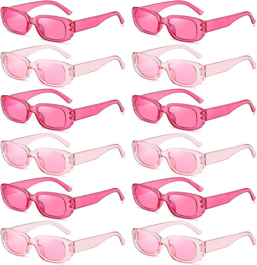 12 Pack Color Rectangle Sunglasses Bulk 90s Y2K Trendy Sun Glasses for Bachelorette Party | Amazon (US)