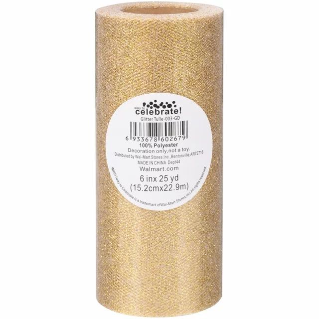 Way to Celebrate Gold Glitter Tulle Fabric, 1 Each | Walmart (US)