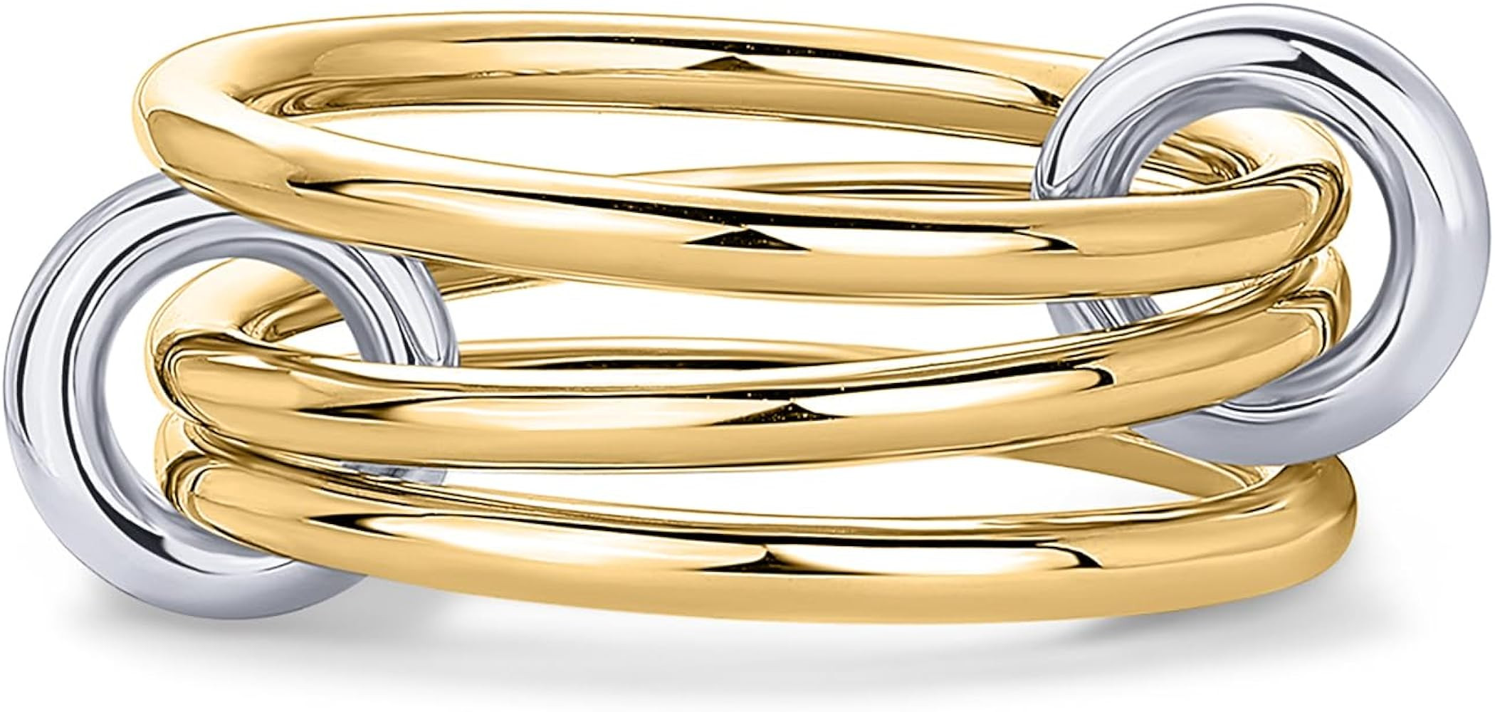 PAVOI 14K Gold Plated Interlocked Stackable Rings for Women - Statement Mixed Metals Multi Ring S... | Amazon (US)