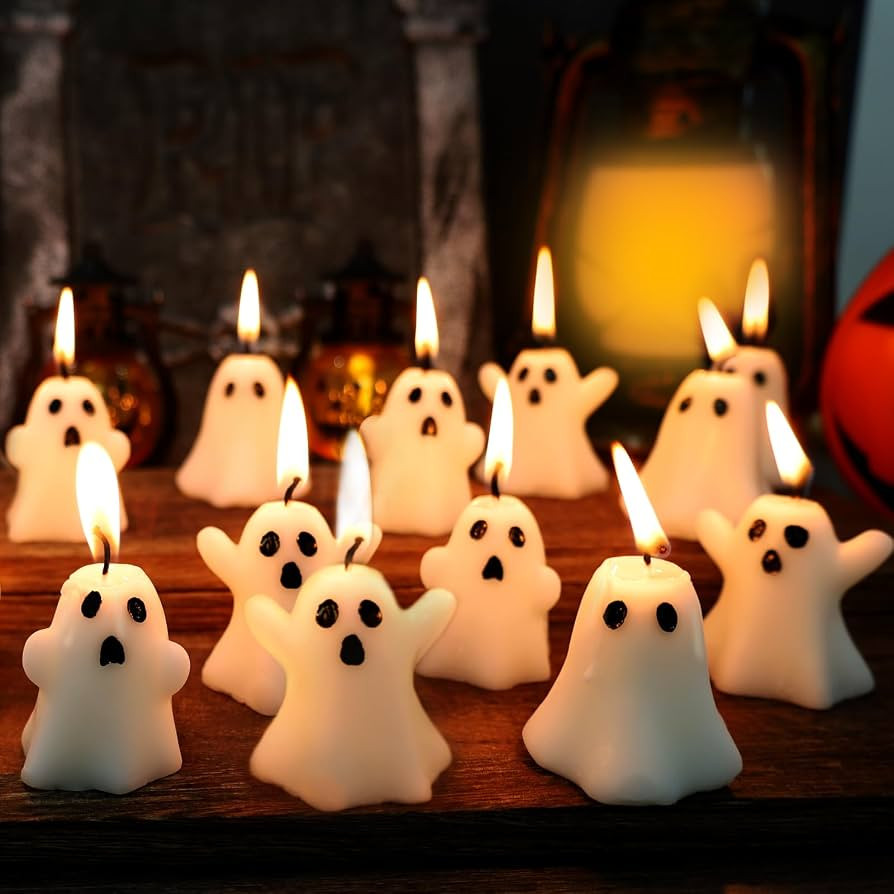 12 PCS Halloween Ghost Candles Spooky Candles White Floating Candles Halloween Decorative Tableto... | Amazon (US)