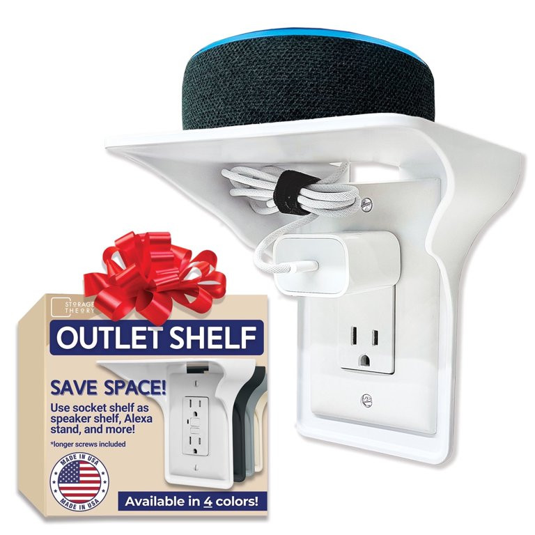 Wall Outlet Shelf - Power Perch Accessory Organizer by Storage Theory - 1 Pack, White | Walmart (US)