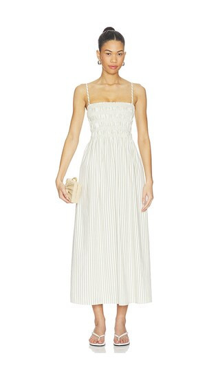 PISTOLA Bianca Shirred Bodice Dress in Sage. - size L | Revolve Clothing (Global)