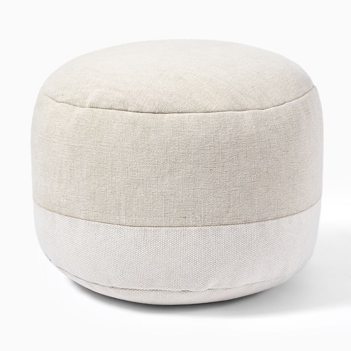 Cotton Canvas Round Pouf | West Elm (US)