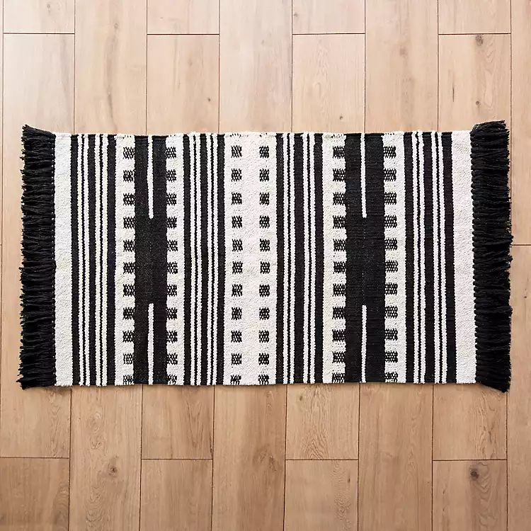 Emee Black and White Western Stripe Scatter Rug | Kirkland's Home