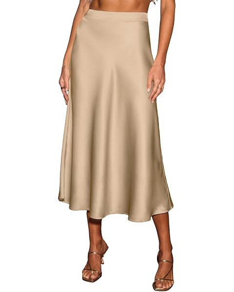 Women's Satin Skirt Midi Length Skirt A Line Skirt Elegant Silky Midi Skirt | Amazon (DE)