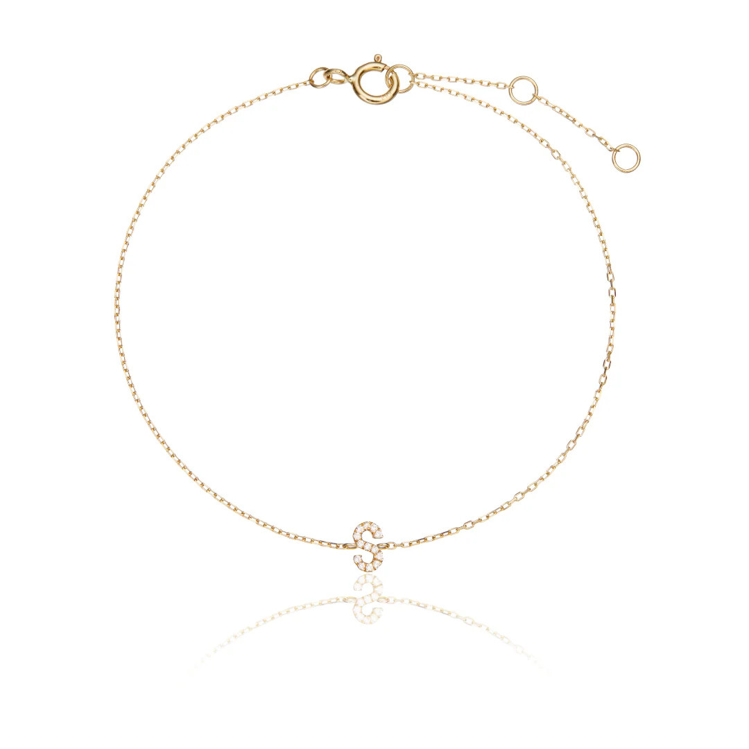 Gold Diamond Style Miniature Initial Letter Bracelet | Lily & Roo