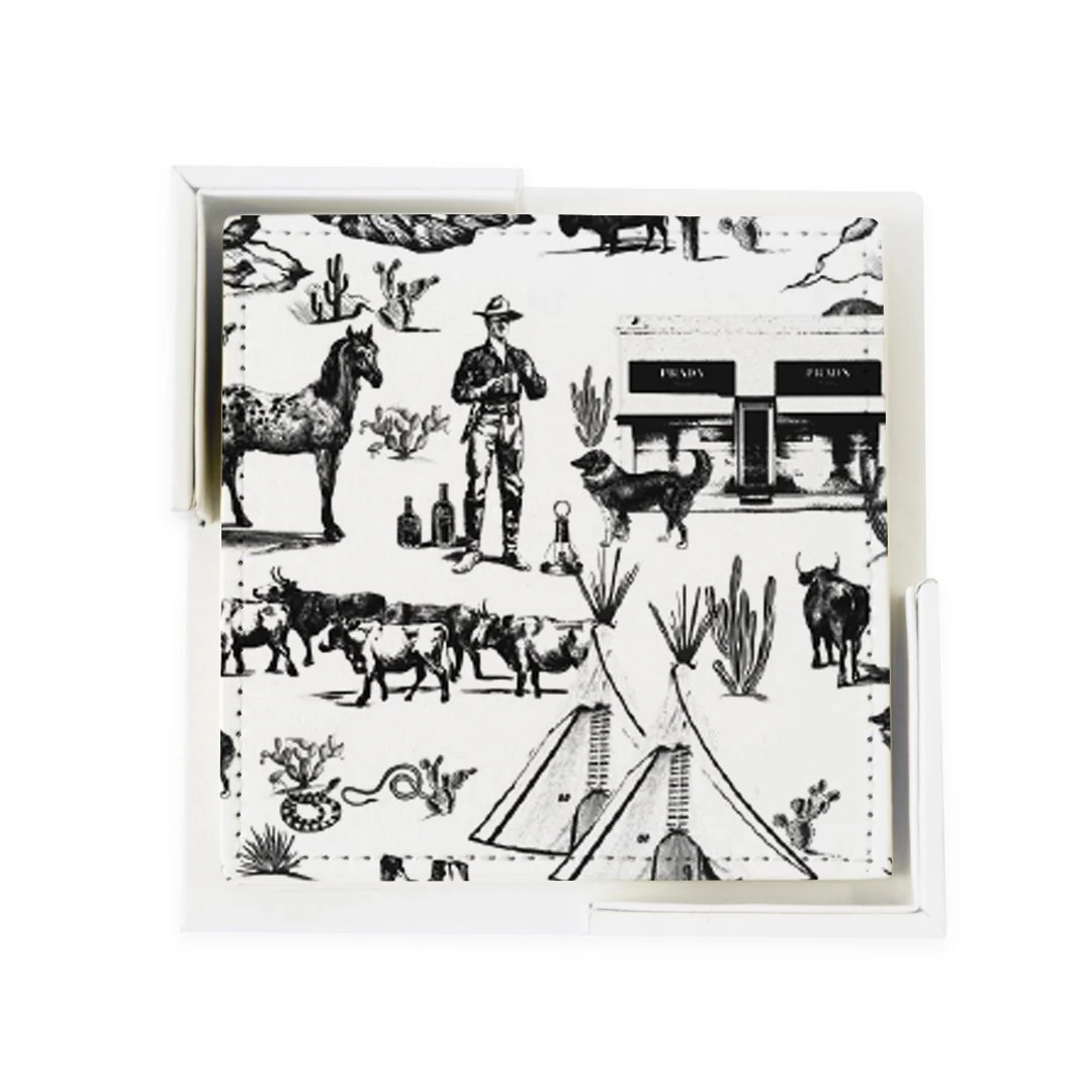 Marfa Toile Coaster Set | Colorful Prints, Wallpaper, Pajamas, Home Decor, & More | Katie Kime Inc