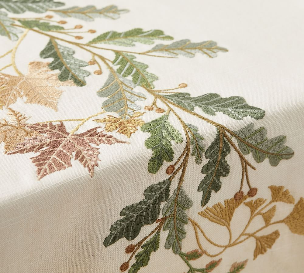 Autumnal Botanical Cotton/Linen Table Runner | Pottery Barn (US)