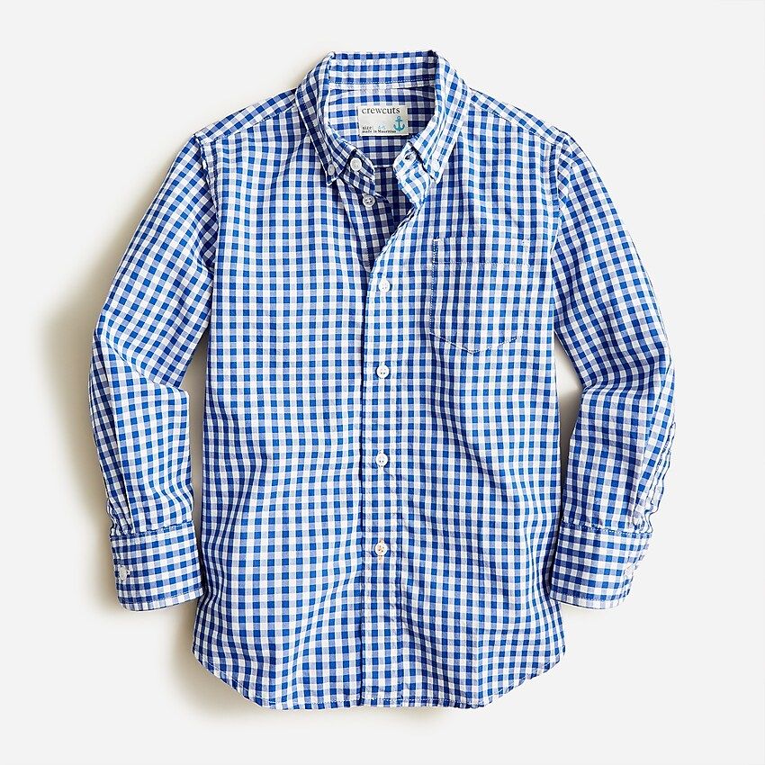 Boys' Secret Wash shirt in light blue gingham | J.Crew US