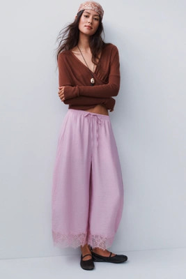 Reverie Lace-Trim Tapered Pants | Anthropologie (US)