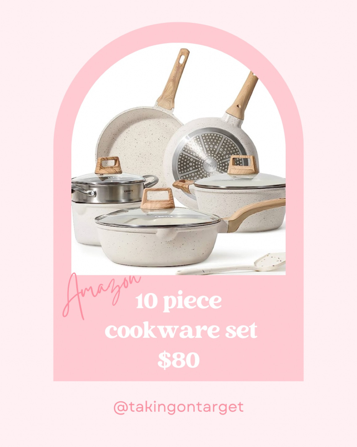 Amazon prime day deal sales! 10 piece cookware set - non stick pans and pots - home must haves - kitchen must have - affordable home - cookware deals 

#LTKunder100 #LTKBacktoSchool #LTKhome