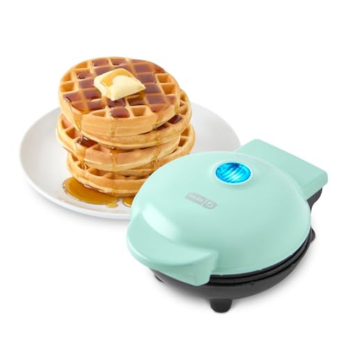 Dash Mini Waffle Maker- Compact Electric Iron for Creative Homemade Treats - Nonstick Surface - Easy-to-Clean - Perfect for Kids & Families - Aqua | Amazon (US)
