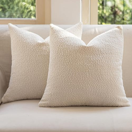 GEEORY Decorative Throw Pillow Covers 18x18 Inch Pack of 2,Textured Boucle Neutral Cushion Cases ... | Amazon (US)